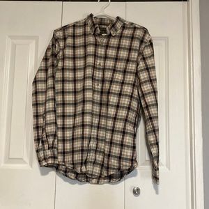 Eddie Bauer red,yellow,green and blue stripe pattern button up long sleeve shirt